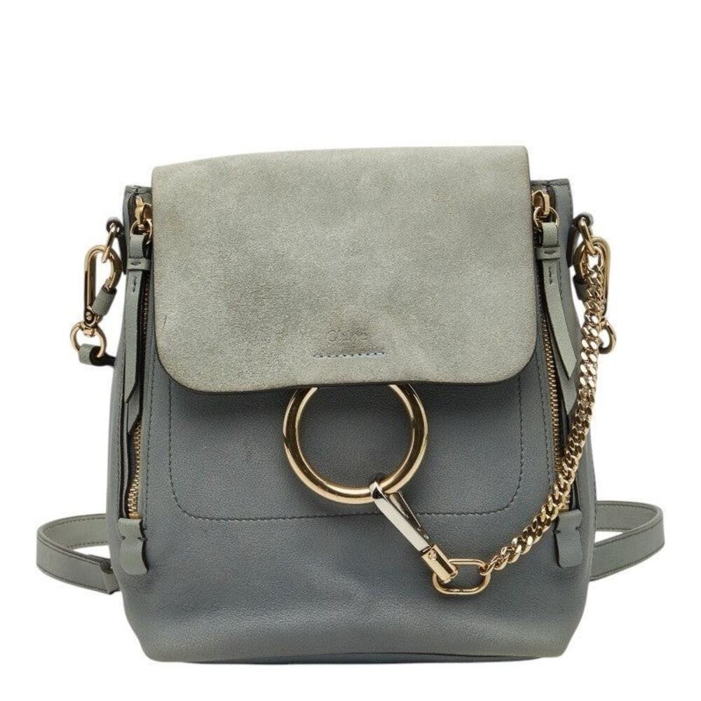 Chloe Suede Leather Faye Backpack Gray